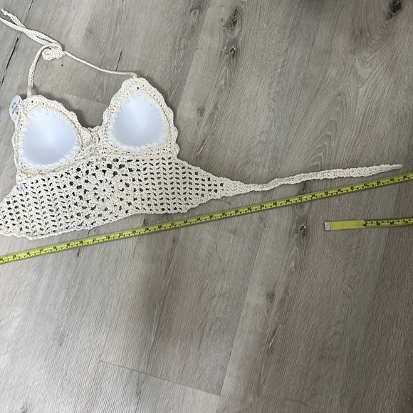 Elegant Cream Crochet Halter Top - Picture 9 of 9